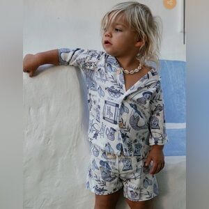 Noni the Label Santorini Boys Linen Shirt and Short Set